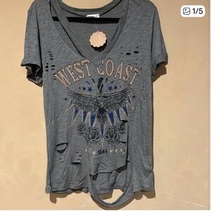 Gray Distressed Graphic Tee